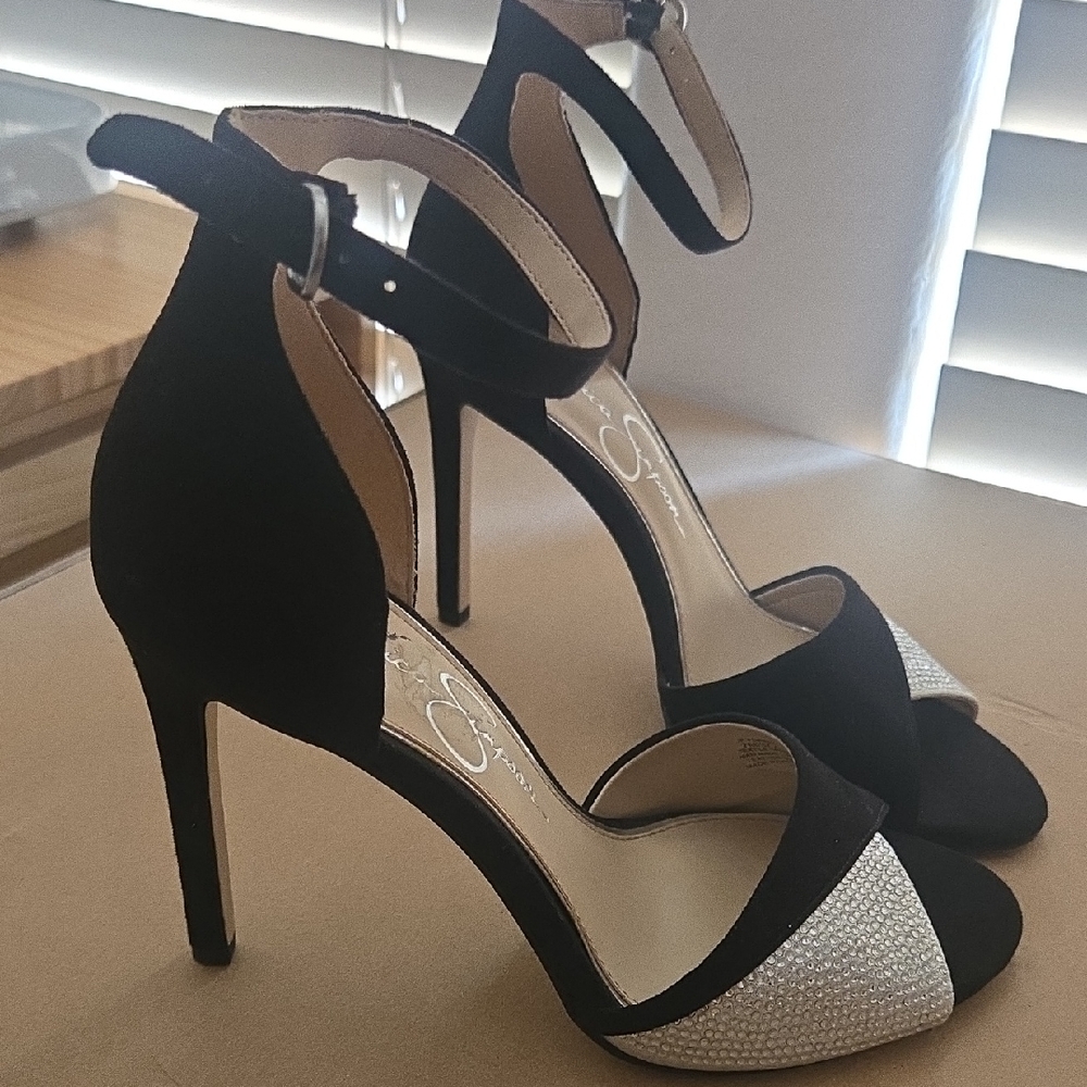 Jessica Sumpsin Elegant Black and Silver Women's Heels